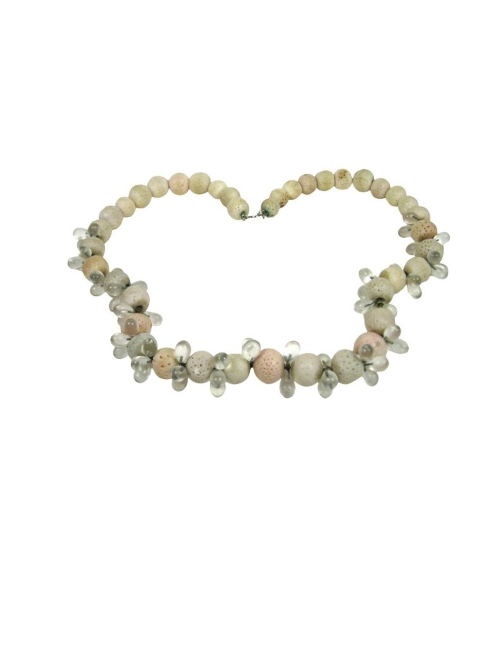 Vintage Coral Glass Beaded Necklace Teardrop Bohemian Boho 18 inch Staement